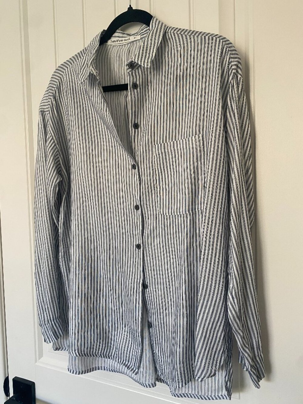 Transit Par Such | Striped Linen & Silk Blend Button Down